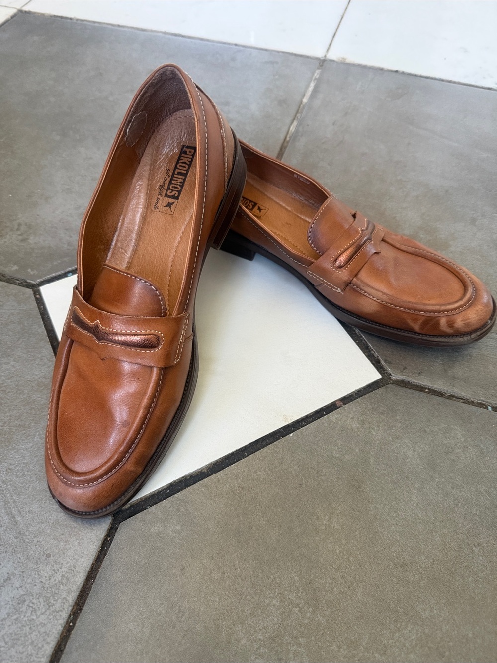 PIKOLINOS Women’s Brown Leather Penny Loafers